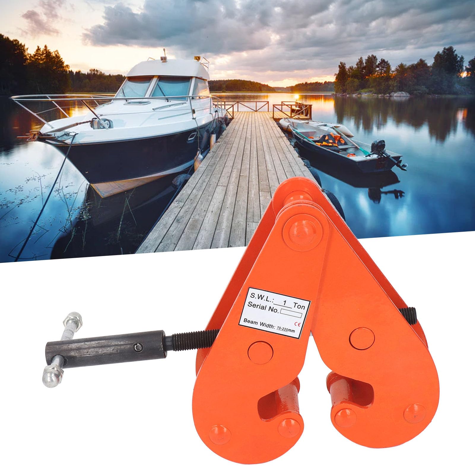 Ausla Pince de Levage de Poutre Verticale en Acier allié, capacité de 2 200 Lb, Filetée, Portée de 70 à 220 Mm, Forgée, Traitée Thermiquement, 5 Points de Pivotement, pour Gréement, Construction,