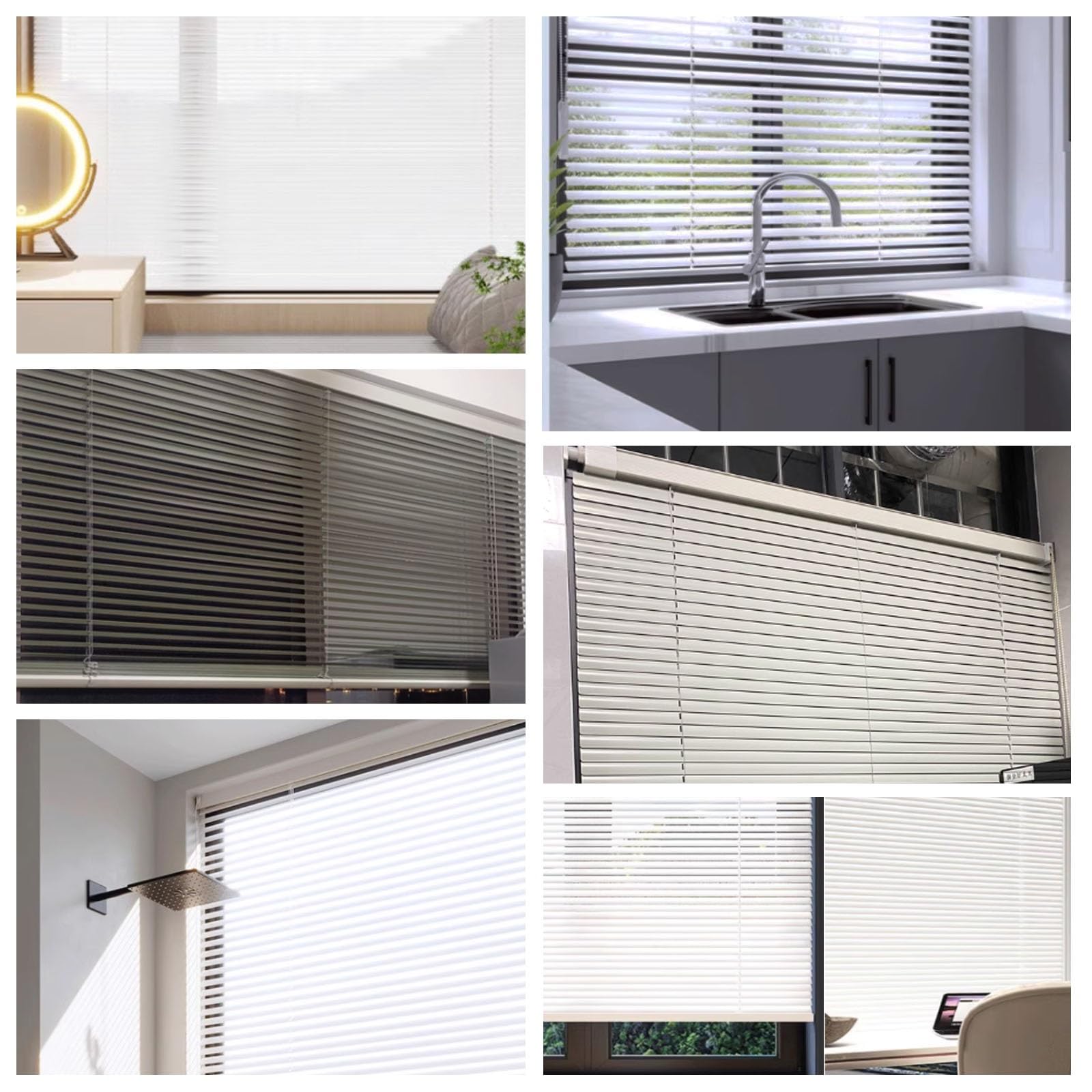 Jalousien Fenster Rollos Für Innen 80 90 115 120 135 155 cm Verdunkelungsrollos (Weiß Schwarz Grau) Jalousien für Büro, Schlafzimmer, Küche, Aluminium-Rollläden ohne Bohren, Fenster mit Beschlägen(Mat
