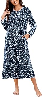 Cotton Nightgowns for Women Soft Ladies Sleepwear Gowns Long Sleeve Nightdresses with Pockets - Buy now