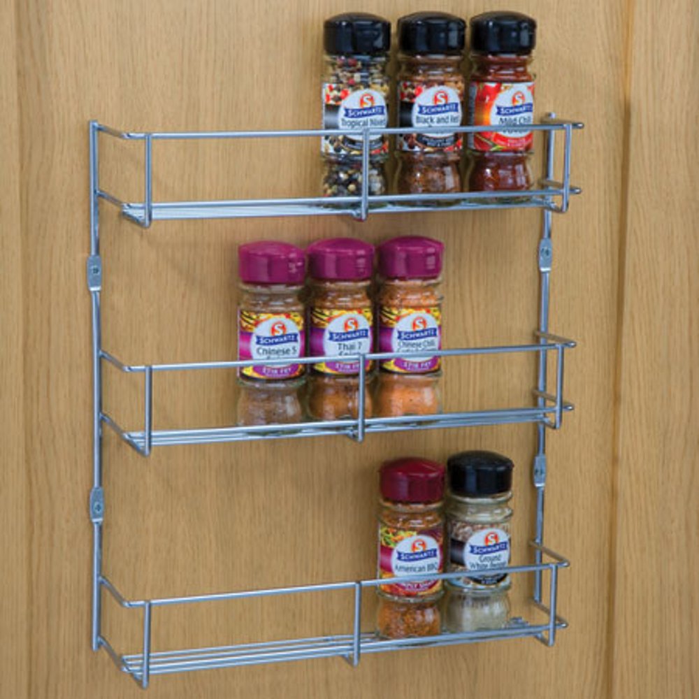 Hafele 1 & 3 Tier Chrome Spice & Packet Rack Holder For Wall Or Kitchen Cupboards (400Mm Hole Centres, 3 Tier)