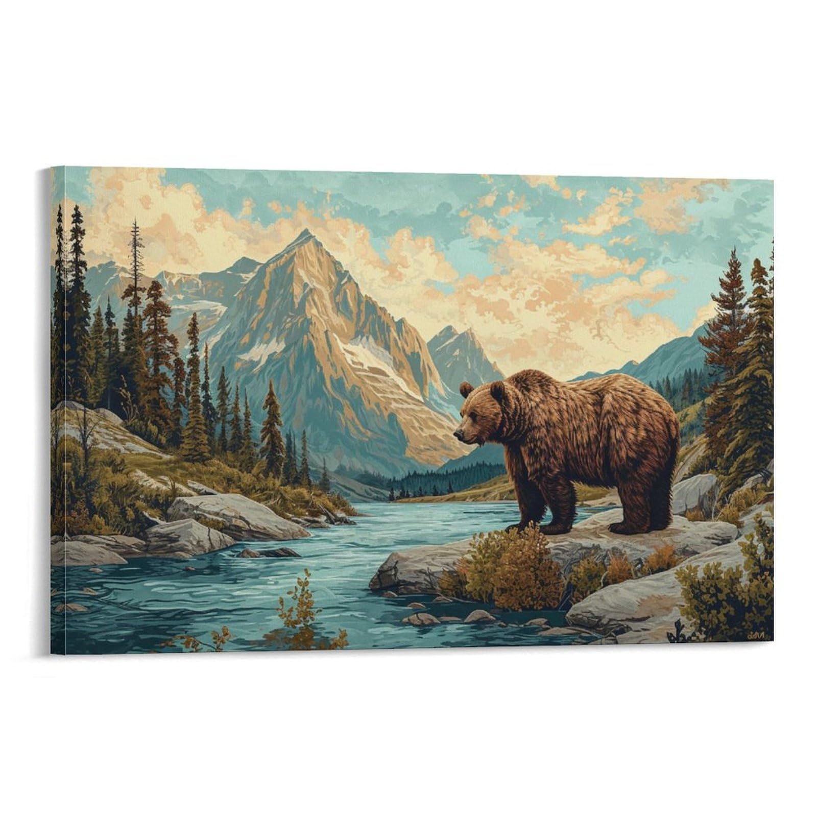 クマさん(油絵) ロシア クマの絵 オリジナル アート キャンバス 動物 油絵