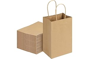 Moretoes Paper Bags, Small Dark Brown Gift Bags with Handles