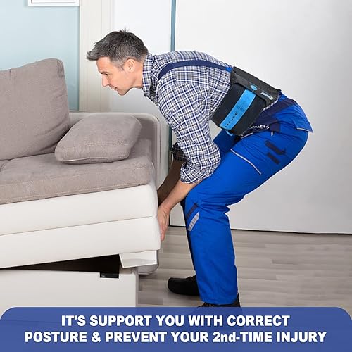 Miniatura 4 de T TIMTAKBO Cinturón de soporte lumbar, soporte de espalda para dolor de espalda baja, alivio de espalda baja, alivio de espalda baja, cinturón de