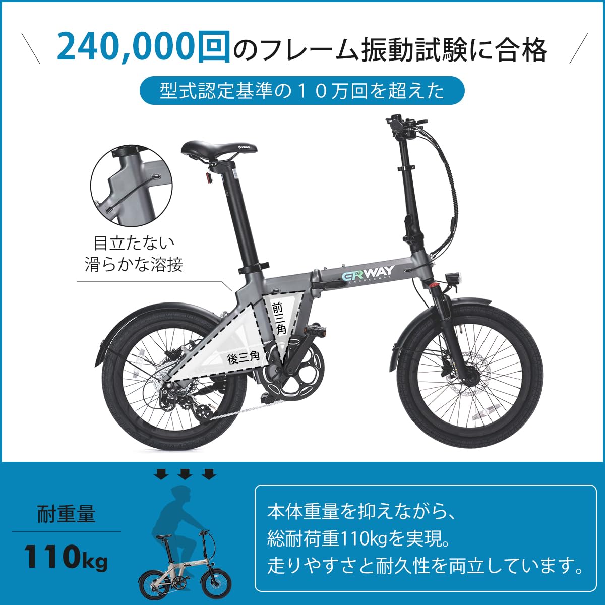 Amazon | ERWAY 電動自転車 アシスト折りたたみ 20インチ 電動アシス 