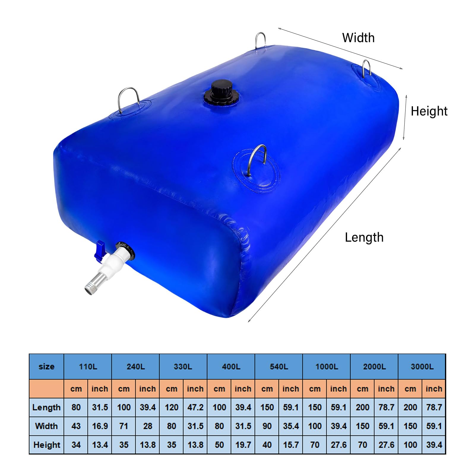 Poche à eau portable de grande capacité Réservoirs pliables Transport facile pour les combats et l'irrigation agricole Transporteurs d'eau pliables