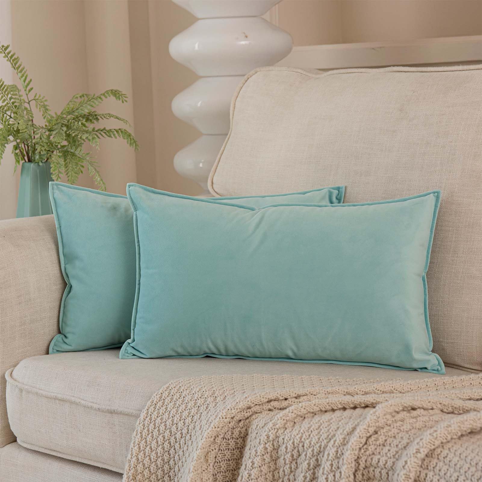 JUSPURBET 16x24 Pillow Covers Set of 2 Decorative Throw Pillow Covers Case for Couch Sofa Bed Soft Velvet Lumbar Cushion Covers with Hidden Zipper for