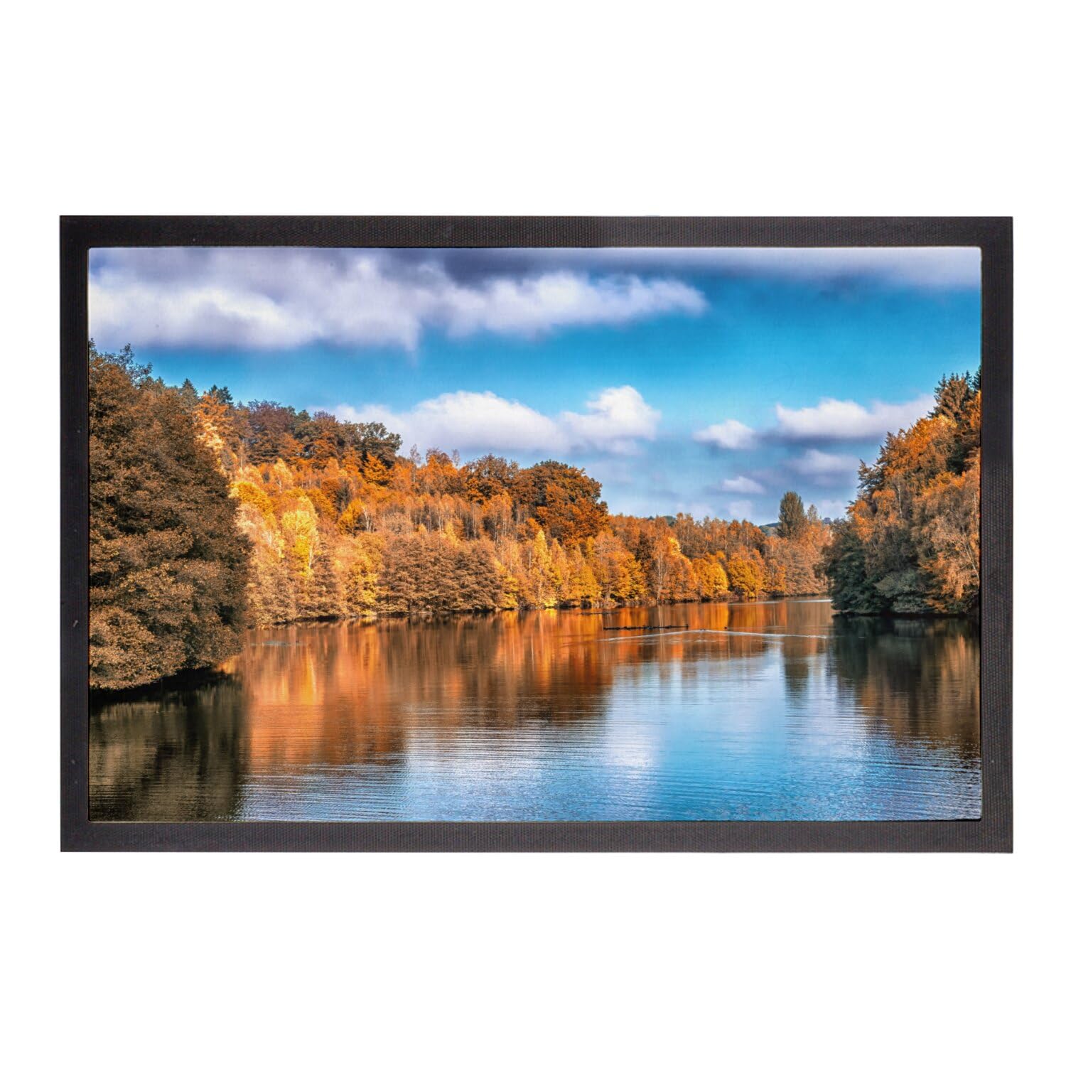 Paillasson forêt d'automne et rivière pour une entrée chaleureuse 60x40cm