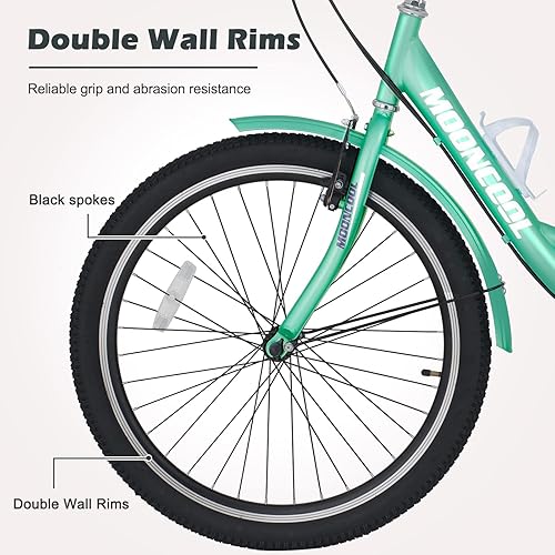 Miniatura 3 de ABORON Triciclos para adultos, 202426 pulgadas con mango de freno de estacionamiento, desviador trasero de 7 velocidades, llantas de doble pared,