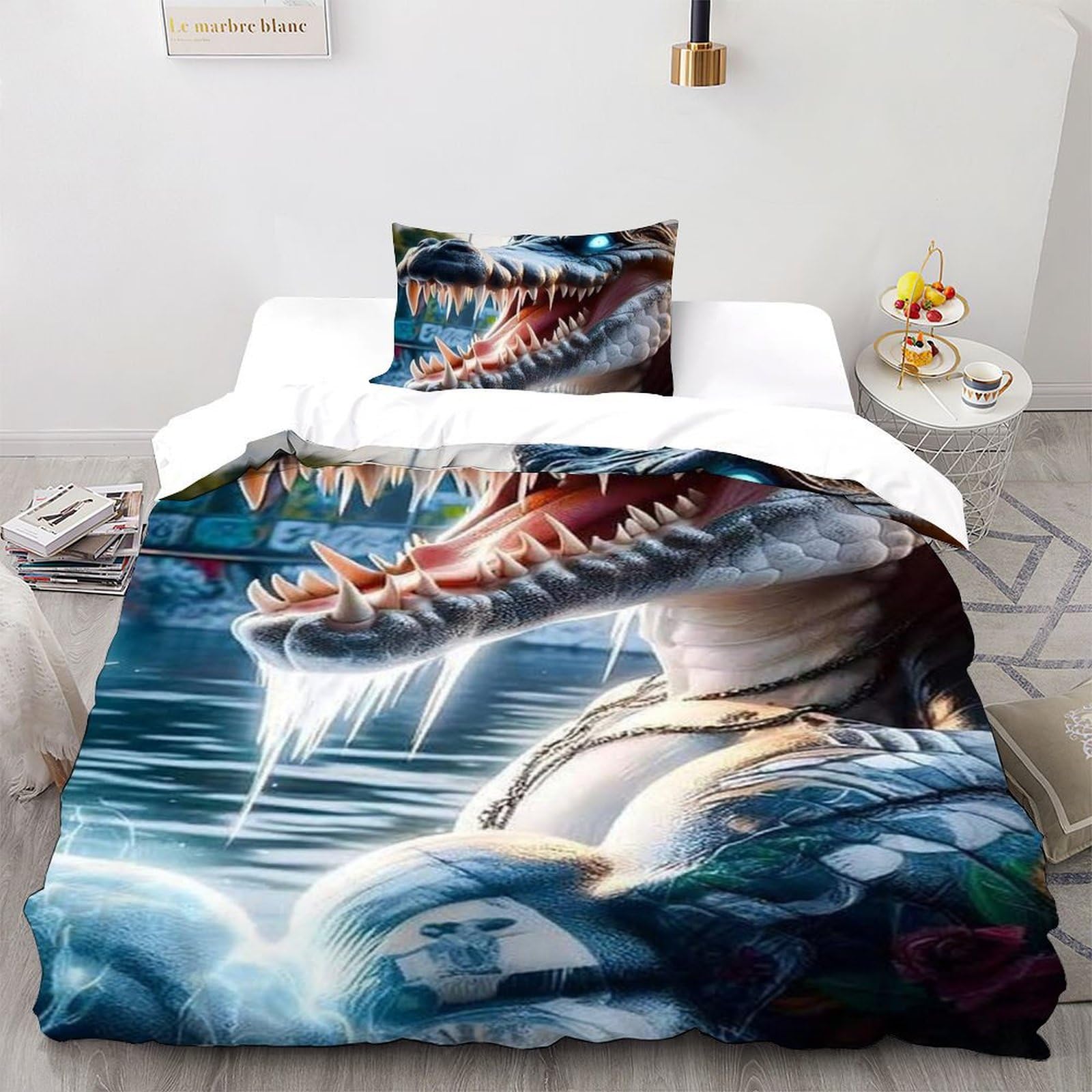 Housse de couette crocodile imprimé 3D pour transformer la chambre d'enfant en jungle