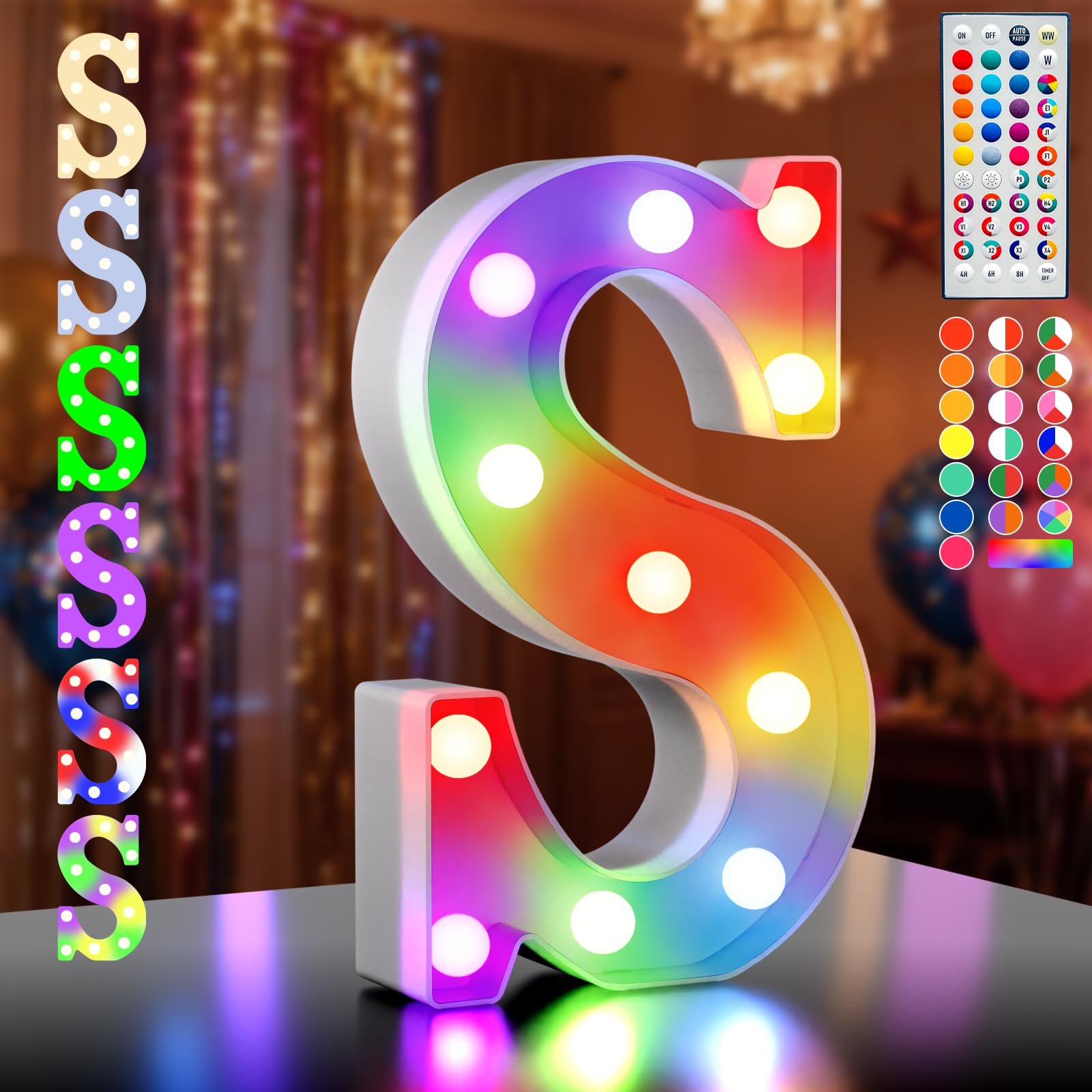 Ledido 35 Color Changing Light up Letter - LED Light Up Marquee Letters Sign for Birthday Decoration Gifts, LED Letter Lights for Wedding Anniversary Grad Home Bedroom Party Decor,Letter S â image 1