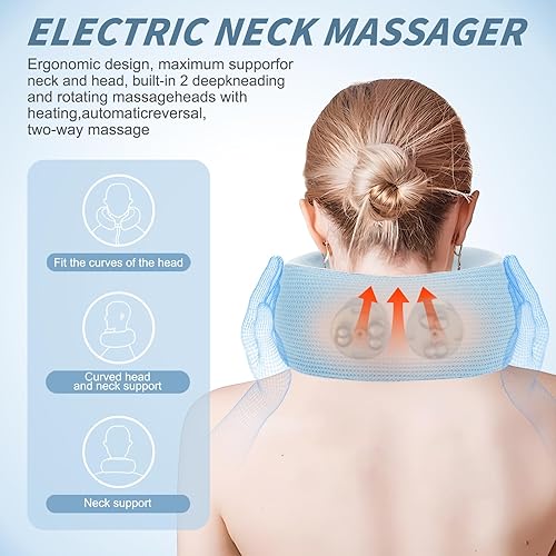 Miniatura 4 de Masajeador eléctrico de cuello, almohada de viaje portátil con masaje y calor, masajeador vibratorio recargable, perfecto para aliviar el dolor en