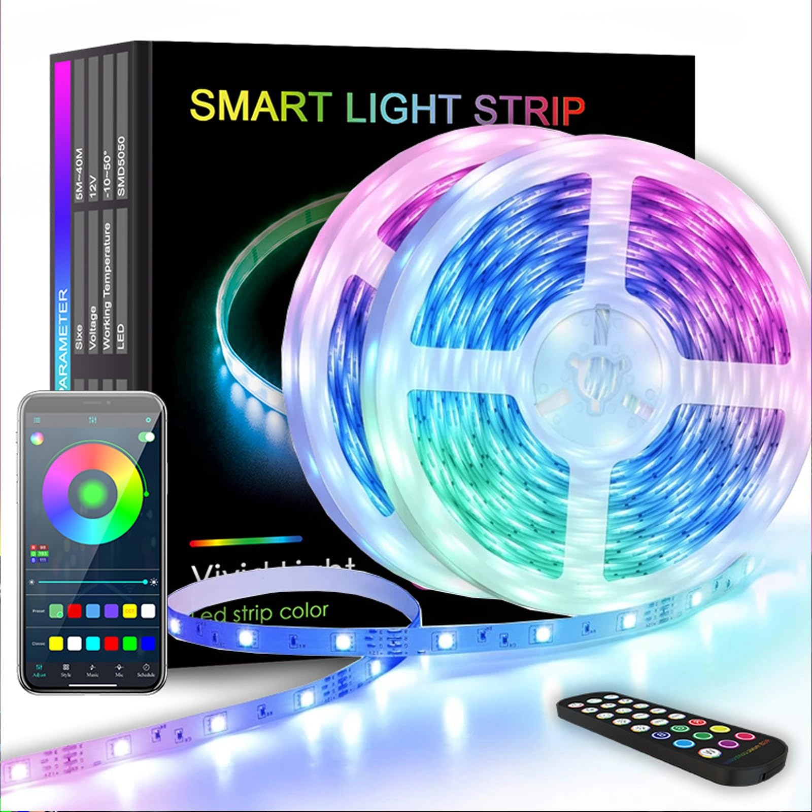 Luci A Led Per TV, 5m/10m Con Telecomando 8 Modalità Timable Sincronizzato Con La Musica, Telecomando Per TV Striscia Luminosa A LED Per Camera Da Letto/gioco/sfondo TV/decorazioni Per La Casa(10m (Bl