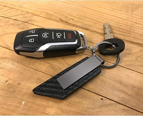 Miniatura 3 de Compatible con Ford F-150 Gunmetal Negro Gris Metal Fibra de Carbono Textura Negro Cuero Llavero