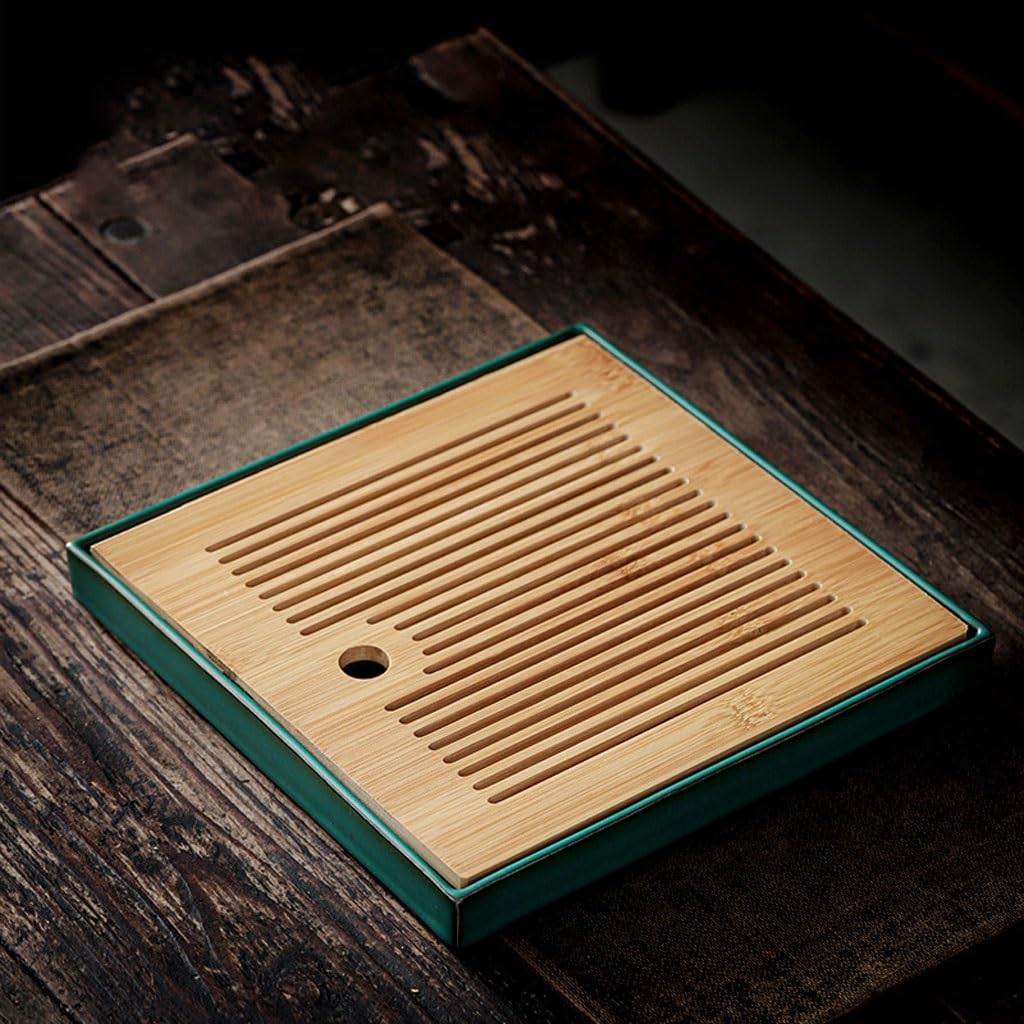Bandeja para Servir té Bandeja Cuadrada de té seco de 25x25x3cm, diseño de Almacenamiento de Agua, decoración de Mesa de té for el hogar Bandeja de Mesa de Centro