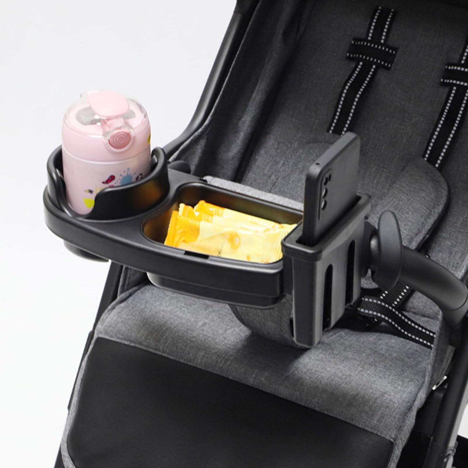 Portabottiglie 3 in 1 per passeggini e bevande, per snack e bevande, per passeggini, vassoio per cibo e telefono, organizer rimovibile