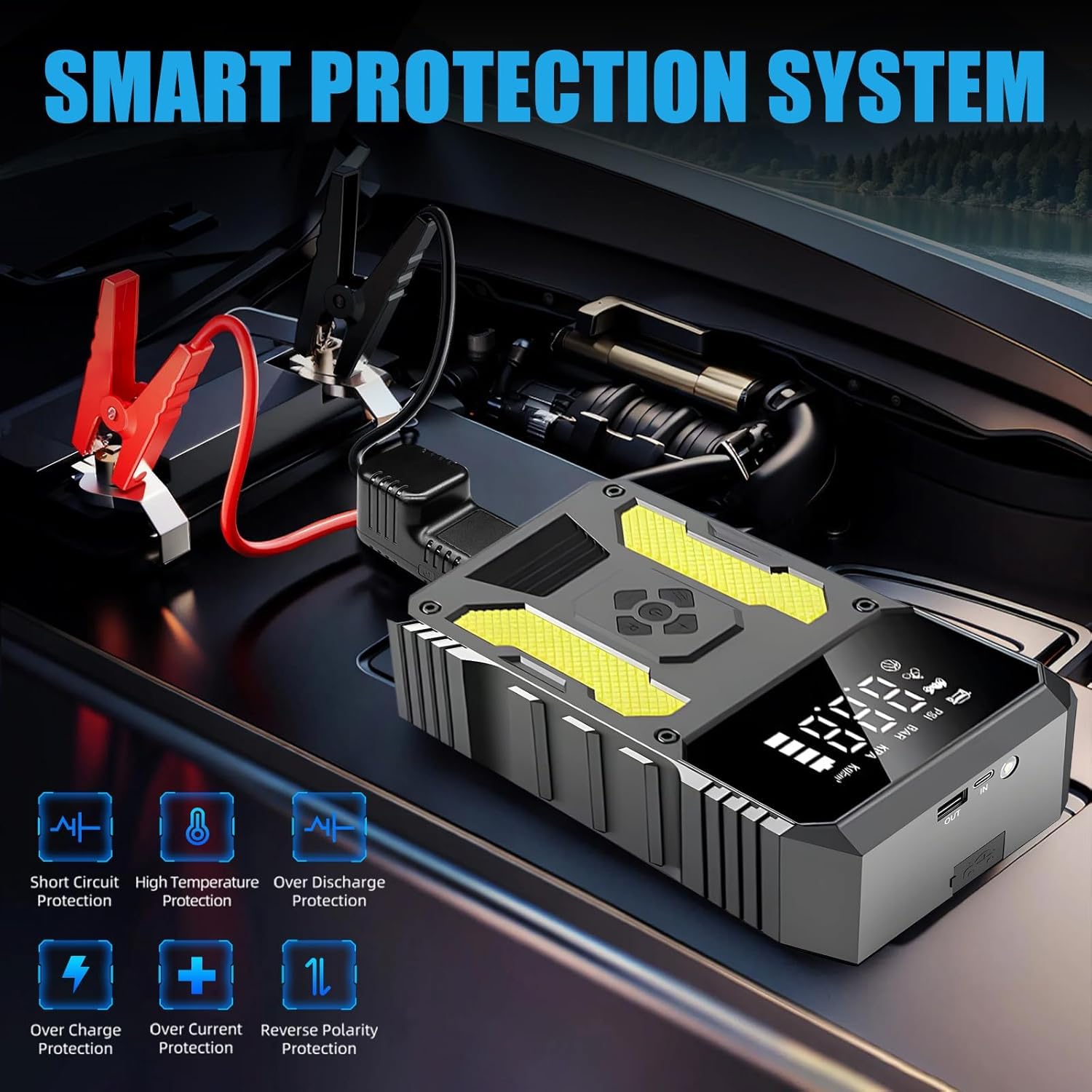Jump Starter Power Pack con compressore d'aria 7200 mAh con compressore Jump Starter Power Pack con compressore d'aria 7200 mAh con compressore