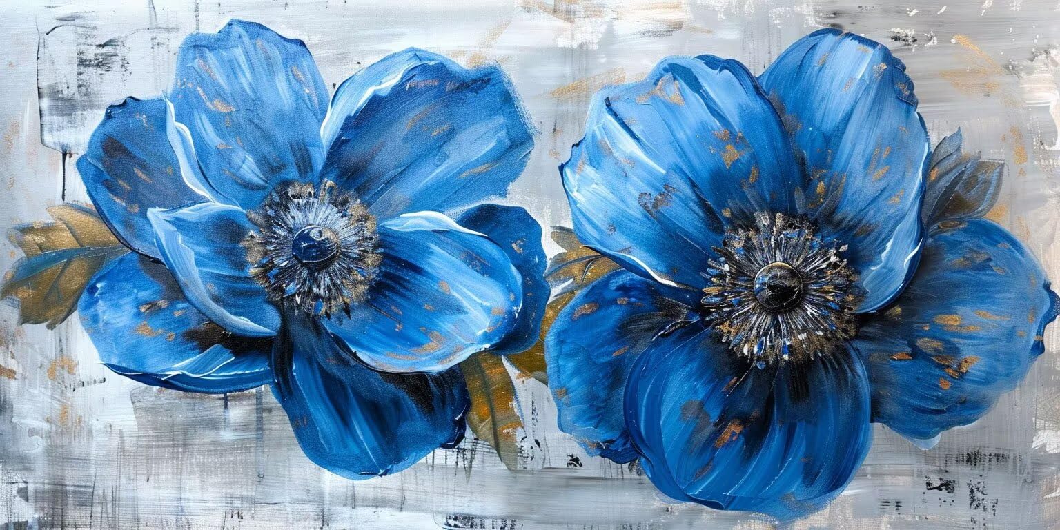Malen Nach Zahlen Erwachsene, Blaue Blumen, 100x130cm 2JGWX-279