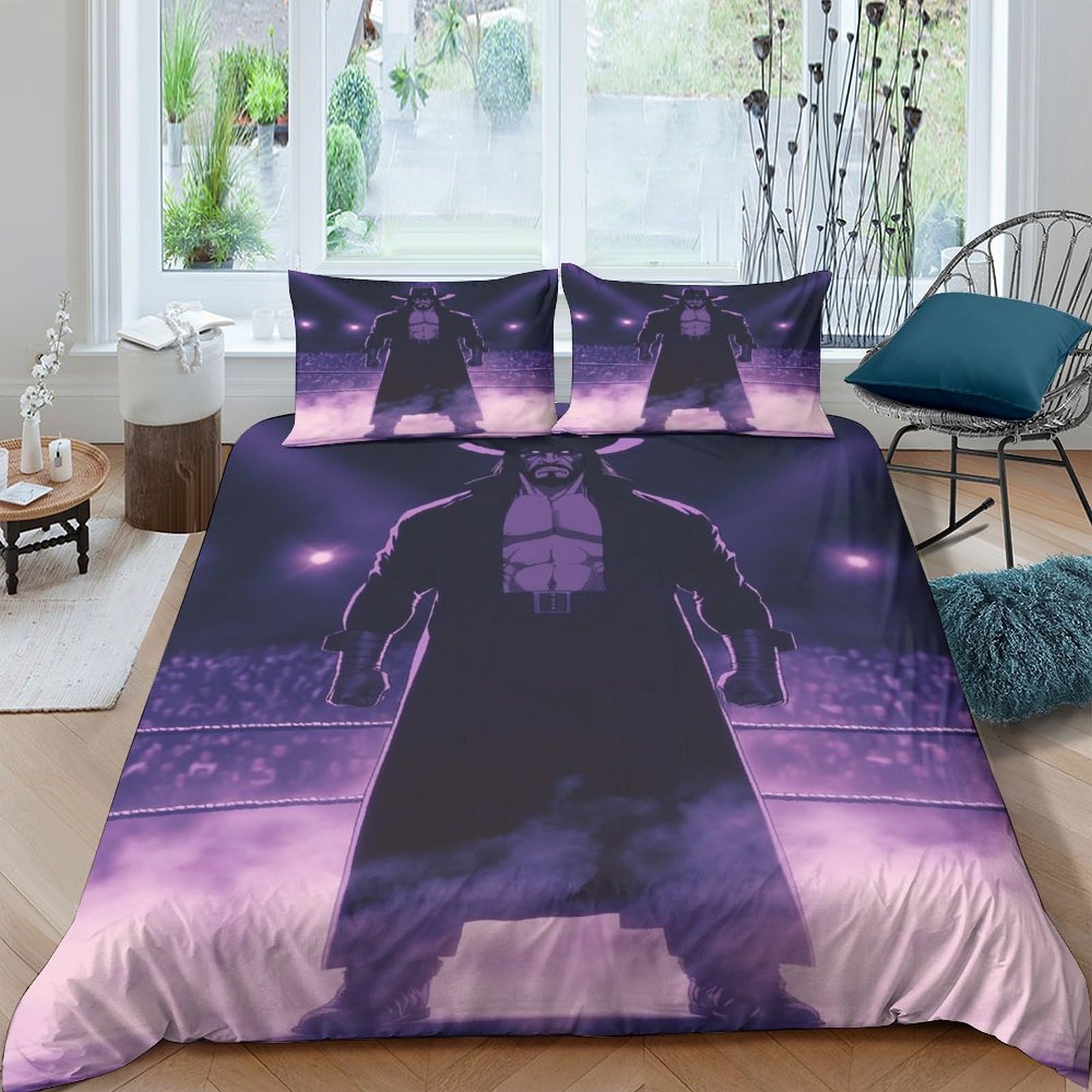 HONGBING Wrestling 3D Print Sports Duvet Cover Quilt Cover for Boys Girls Comforter Covers with Zipper Closure Soft Microfiber Bedding Set with Pillow Cases 3 Pieces King（220x240cm）