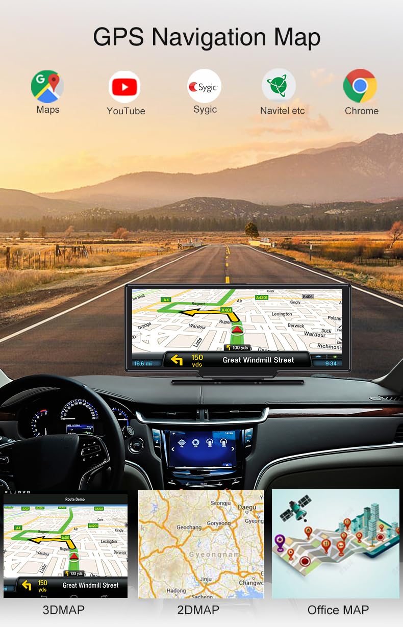 AUSHA 360 Degree Car Dash Camera - Full HD | Android | WiFi | GPS | Bluetooth | 2GB Ram /16 GB ROM| G Sensor Emergency Recording | Rear Parking Assistance | Upto 1TB Sd Card Support Dashcam 3