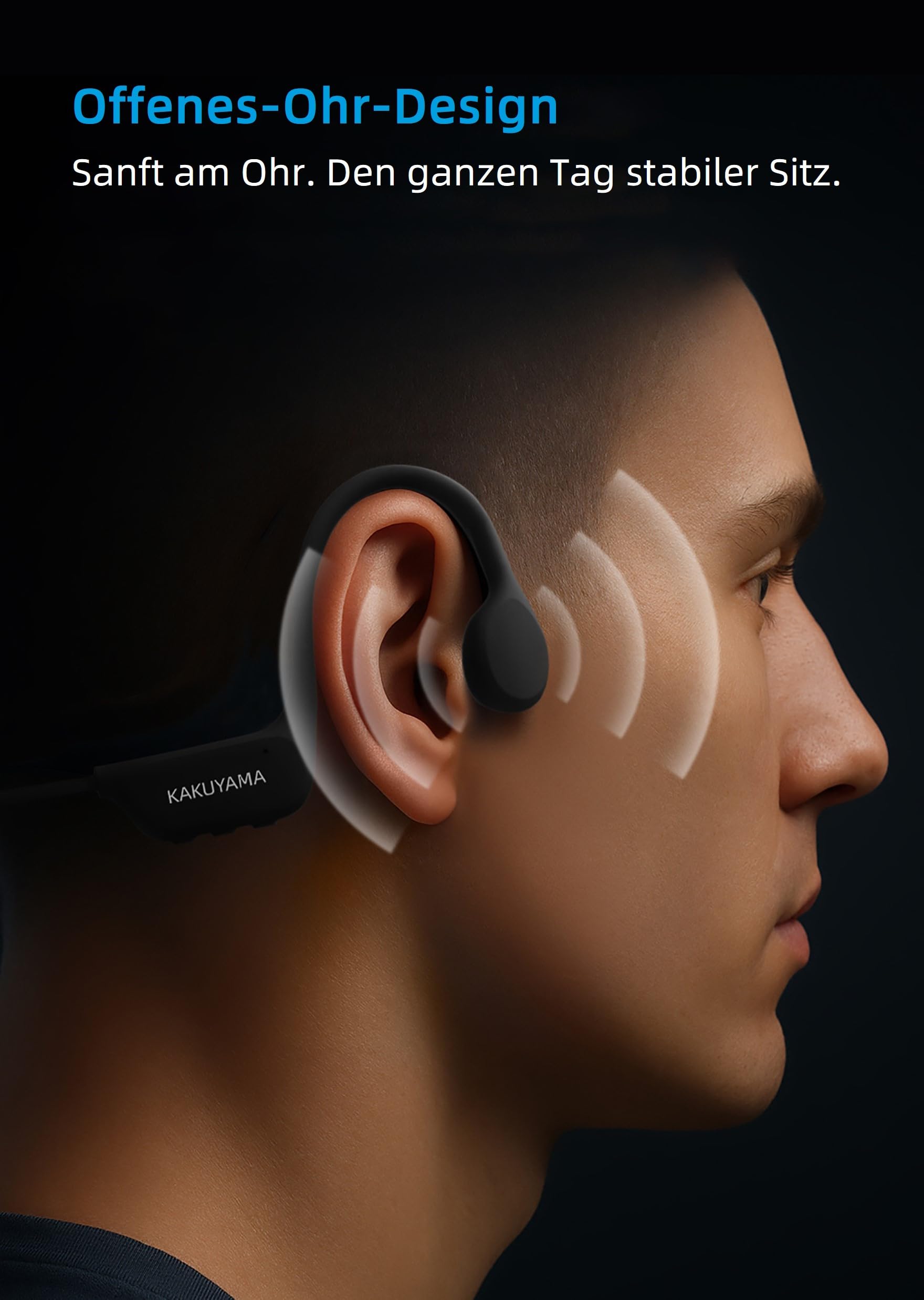 X17 Knochenschall Kopfhörer, Open-Ear Sportkopfhörer für Schwimmen & Laufen, IPX8 wasserdicht mit 32GB MP3 Player, Bluetooth 6.0, 10 Std. Spielzeit, für Radfahren & Fitness, Schwarz