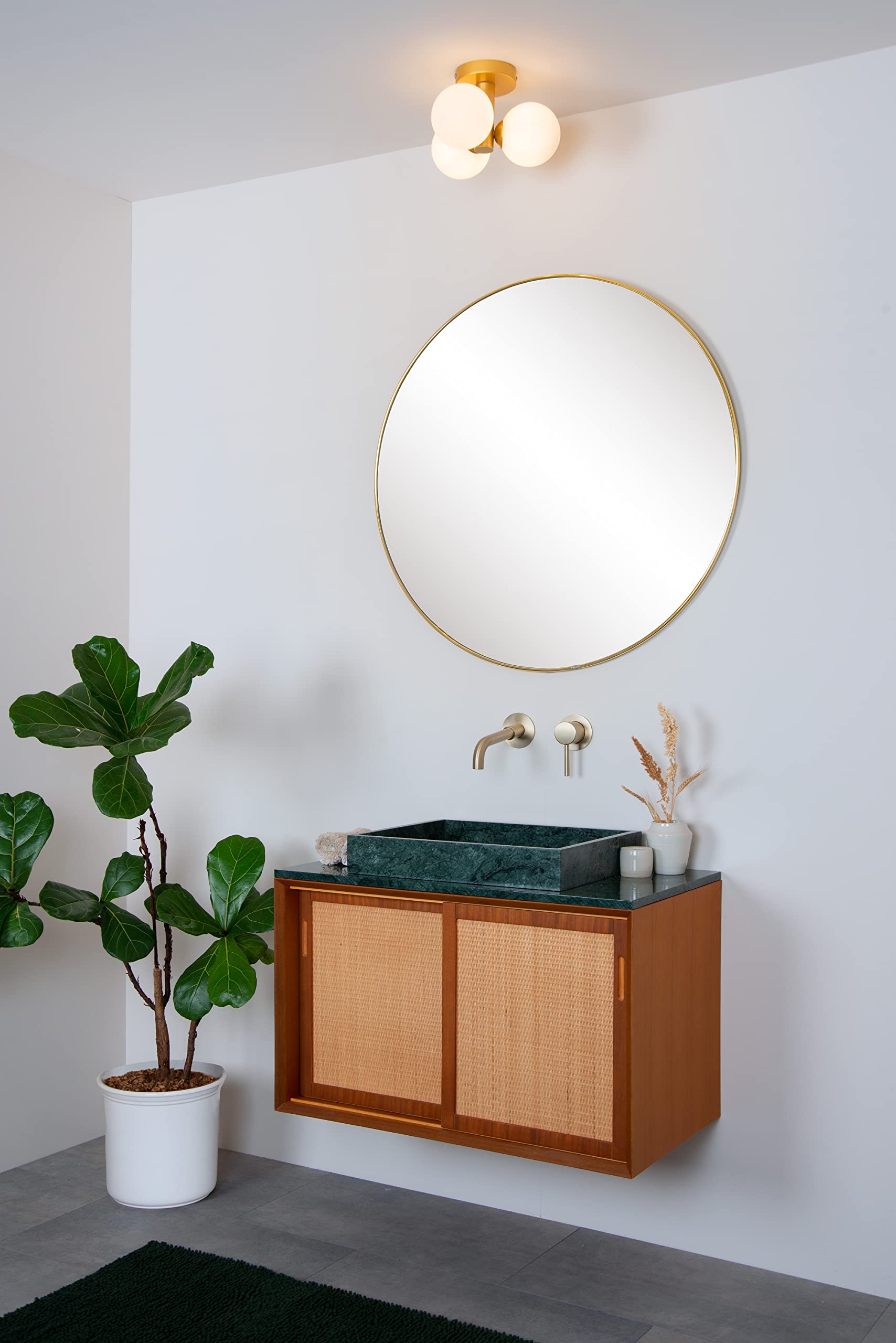 LUCIDE TRUDY - Plafonnier Salle de bains - Ø 28 cm - 3xG9 - IP44 - Or Mat/Laiton