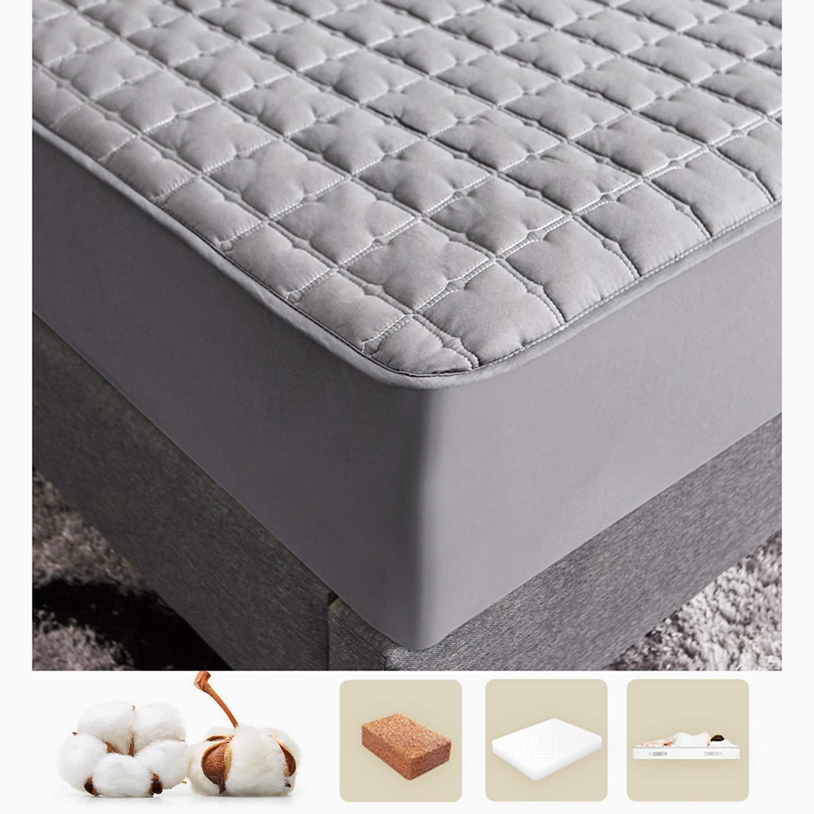 Manta de algodón hipoalergénica de 150 x 190 cm, color gris, elegante, antideslizante, resistente al polvo, ácaros, diseño único y cómodo, perfecto para decoración del hogar y ropa de cama