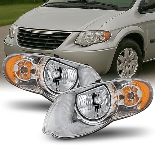 AKKON - Para 2005-2007 Chrysler Town & Country OE Style Faros de carcasa de montaje de cristal