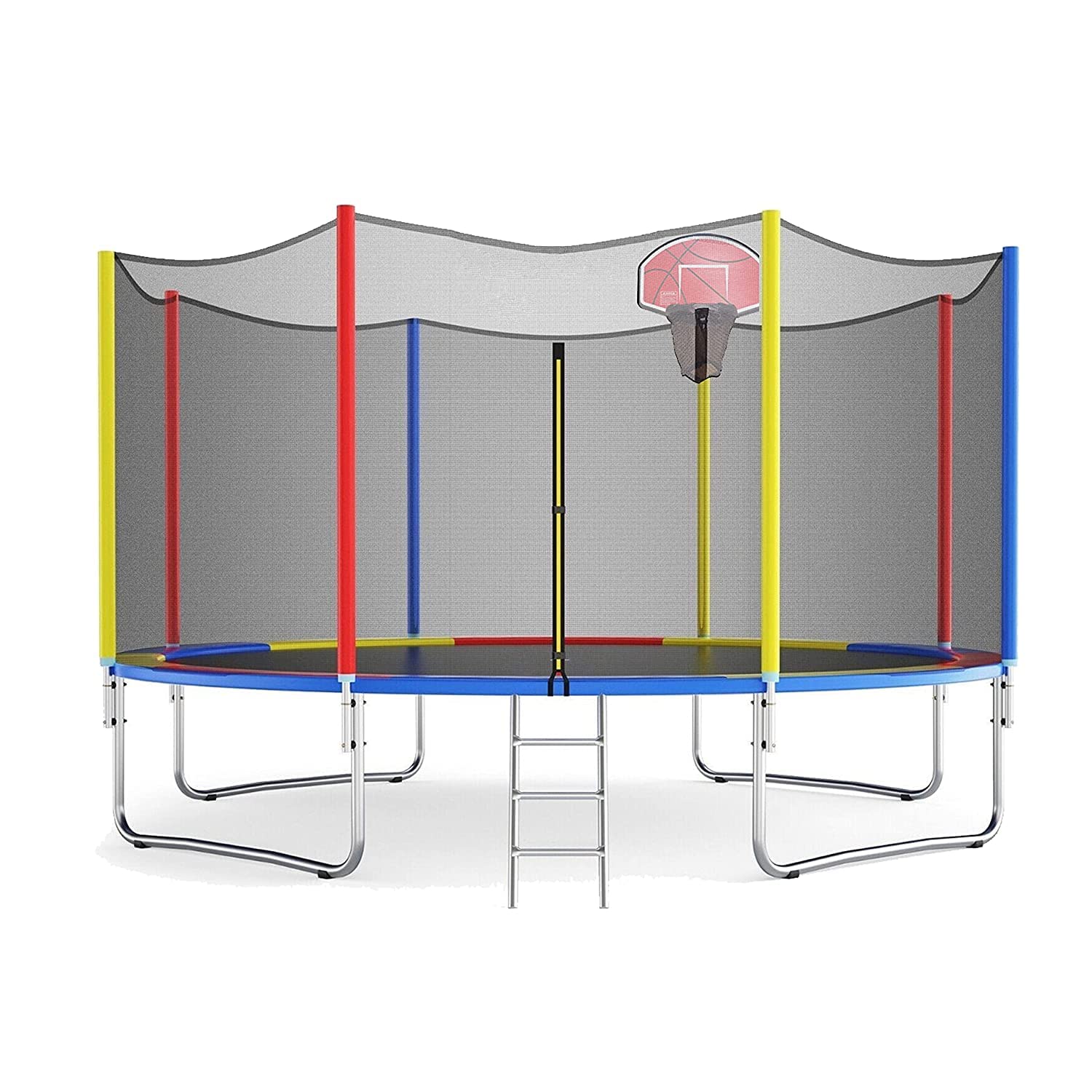 Toy Park Fitness Trampoline With Enclosure Net And Poles Safety