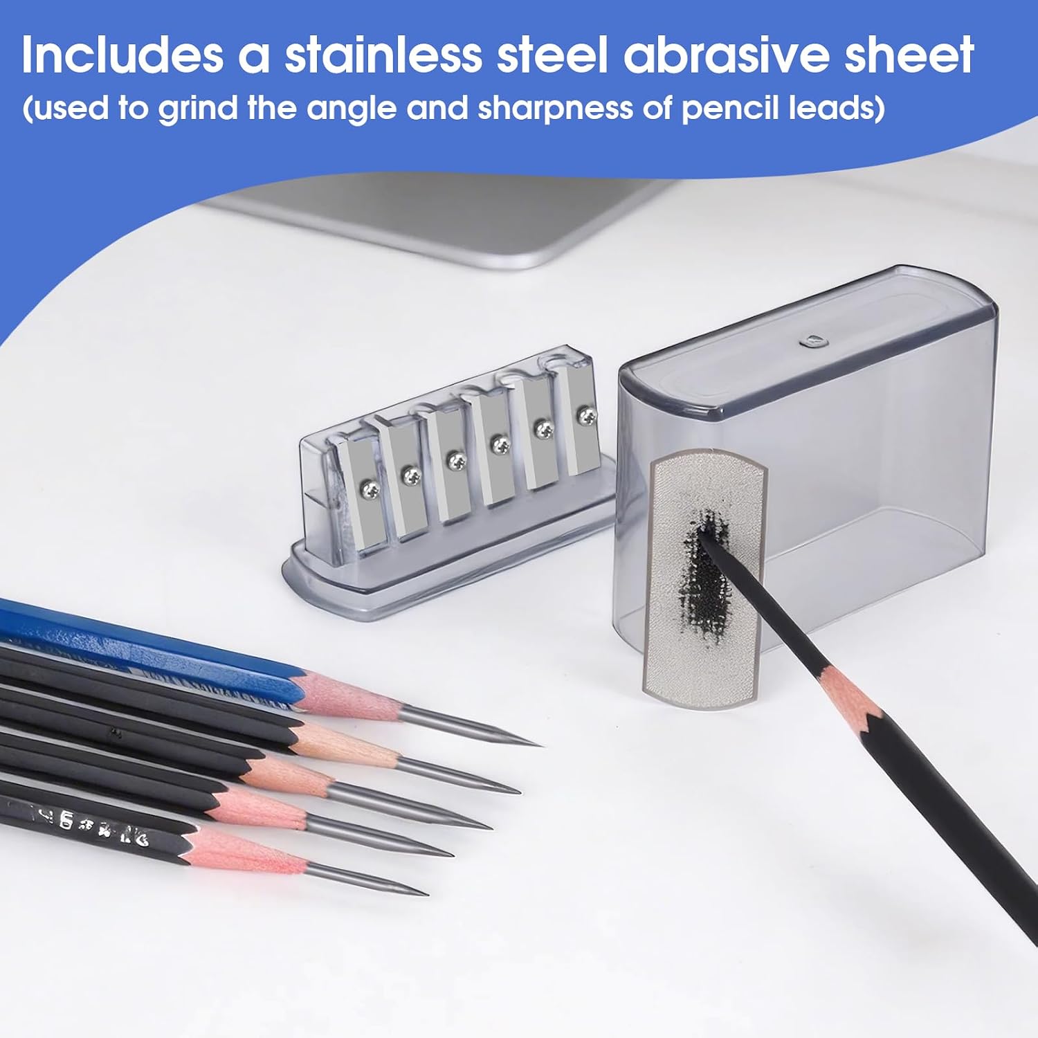 6-Hole Long Point Manual Pencil Sharpener for Artists, Sketching, Drawing image 5