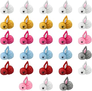 Lot de 28 mini lapins en peluche - Lapin mignon - Lapin de Pâques - Mini lapin en peluche coloré - Pour bricolage, artisanat, décoration de Noël