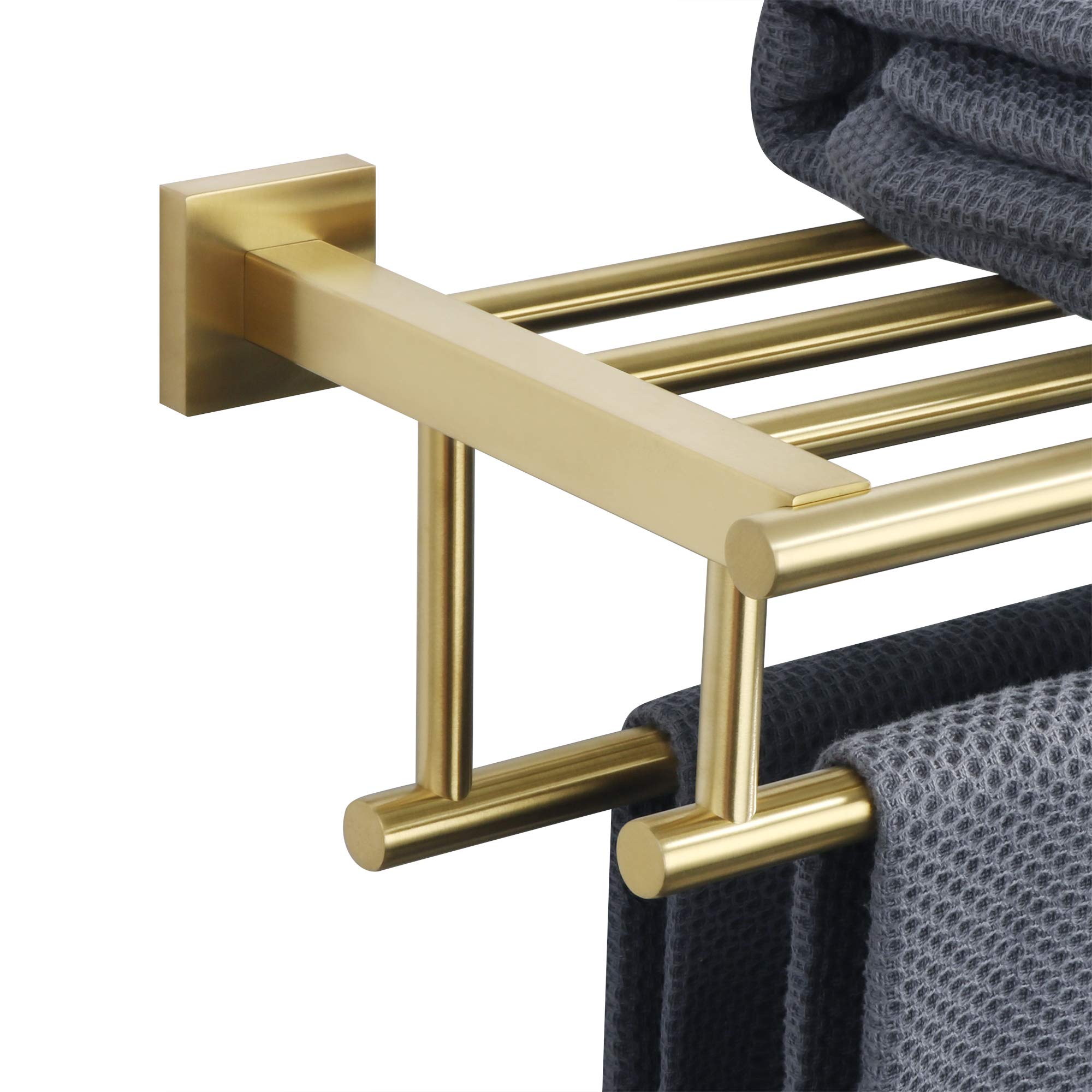 Alise Towel Rack,Large Towel Holder Towel Shelf with Double Towel Bars for Bathroom Lavatory,32-Inch SUS 304 Stainless Steel Wall Mount Towel Hanger,Gold Finish