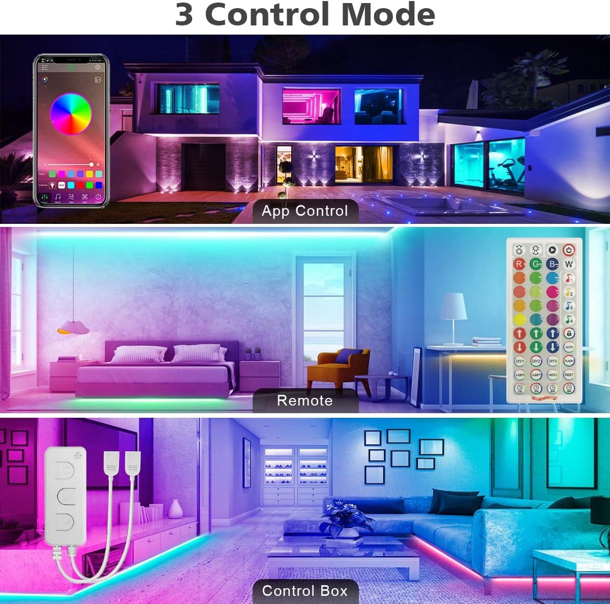 L8star 133ft Led Lights for Bedroom, 40m Led Strip Lights RGB Lights Strips with Remote and Bluetooth Control Apply for Home Decoration Sync to Music