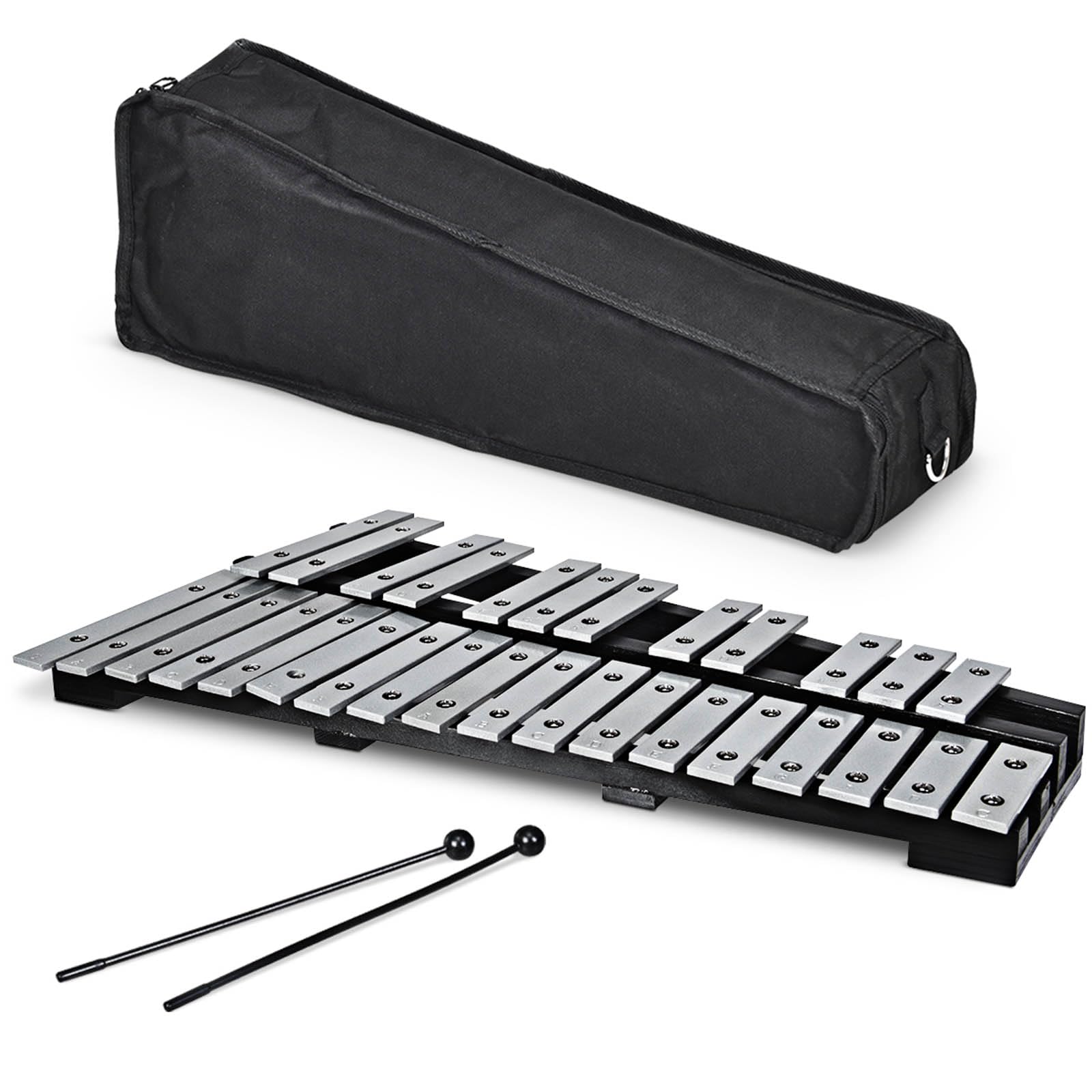 COSTWAY Xilofono 30 Note Metallofono per Bambini Glockenspiel Pieghevole con Borsa e Bacchette