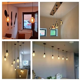2 Pack Ceiling Pendant Light Fitting, Ceiling E27 Screw Lamp Holder, with 150CM Adjustable Cable, Flex Cable Ceiling Rose, Industrial Style Ceiling Pendant Fitting(Black)