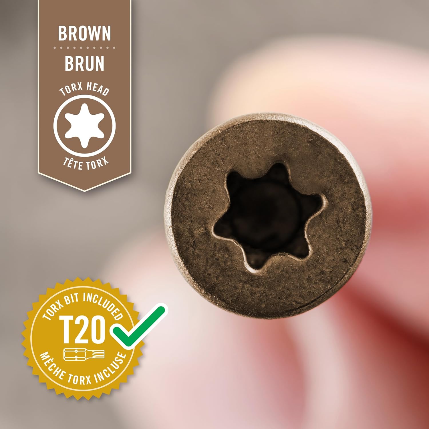 Nuvo Iron #8 Screw, 2", Torx Head, Brown, 1720 Count