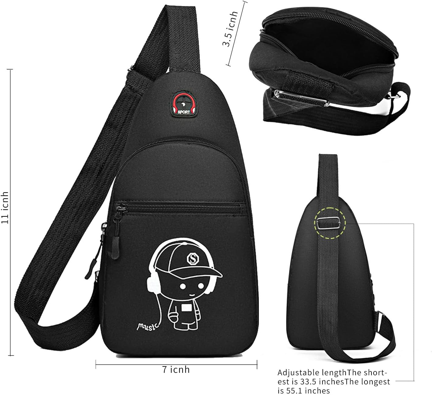 Shoulder Sling Bag For Men,Small Crossbody Bag | Short Travel, Sports Running Hiking