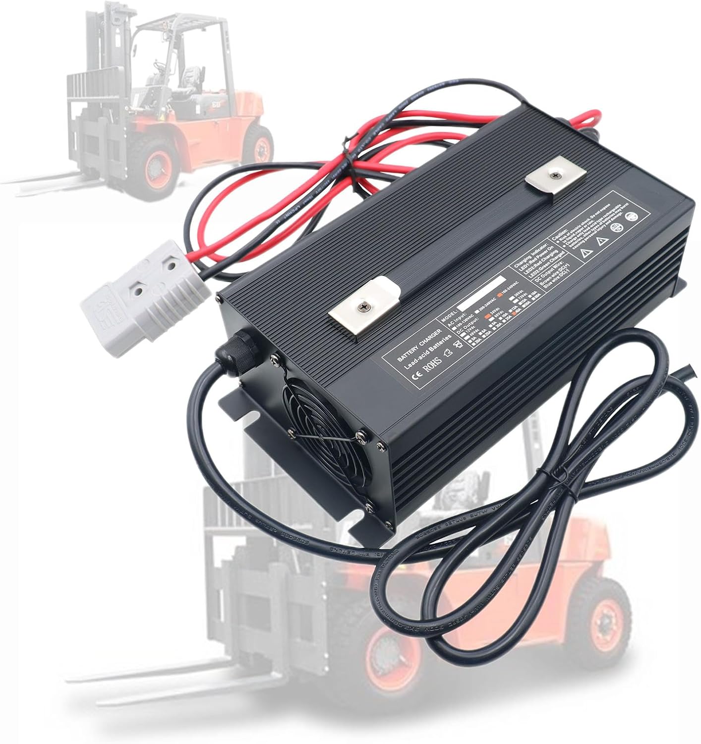 24V 40A Electric Forklift Battery Charger Lead Acid Battery Chargers with 350A Anderson Output Plug for Electric Car, Forklift Truck High Power Batteries Charge,Silver