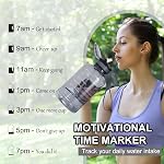 2l Bouteille d'eau avec bouchon en paille Large 2 Litre de jogging avec poignée et motivation 64oz Boire du jug gris transparent