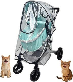 Unisize Pet Stroller Rain Cover - Foldable Clear Protection for Snow, Wind & Rain, Suitable for Most Models