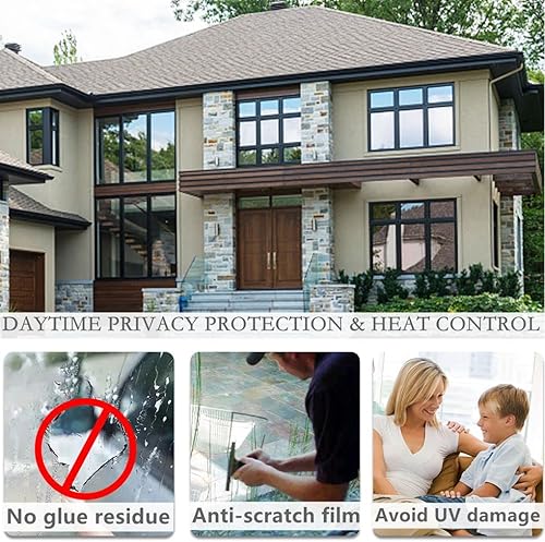 Miniatura 6 de Arthome - Tinte de ventana para el hogar, película de espejo unidireccional, privacidad diurna, control de calor, reflectante, bloqueo solar, anti