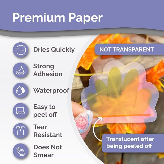 Premium Semi-Clear Sticker Paper - 30 A4 Sheets - Semi-Transparent - Waterproof & Quick-Drying - Compatible with Cricut