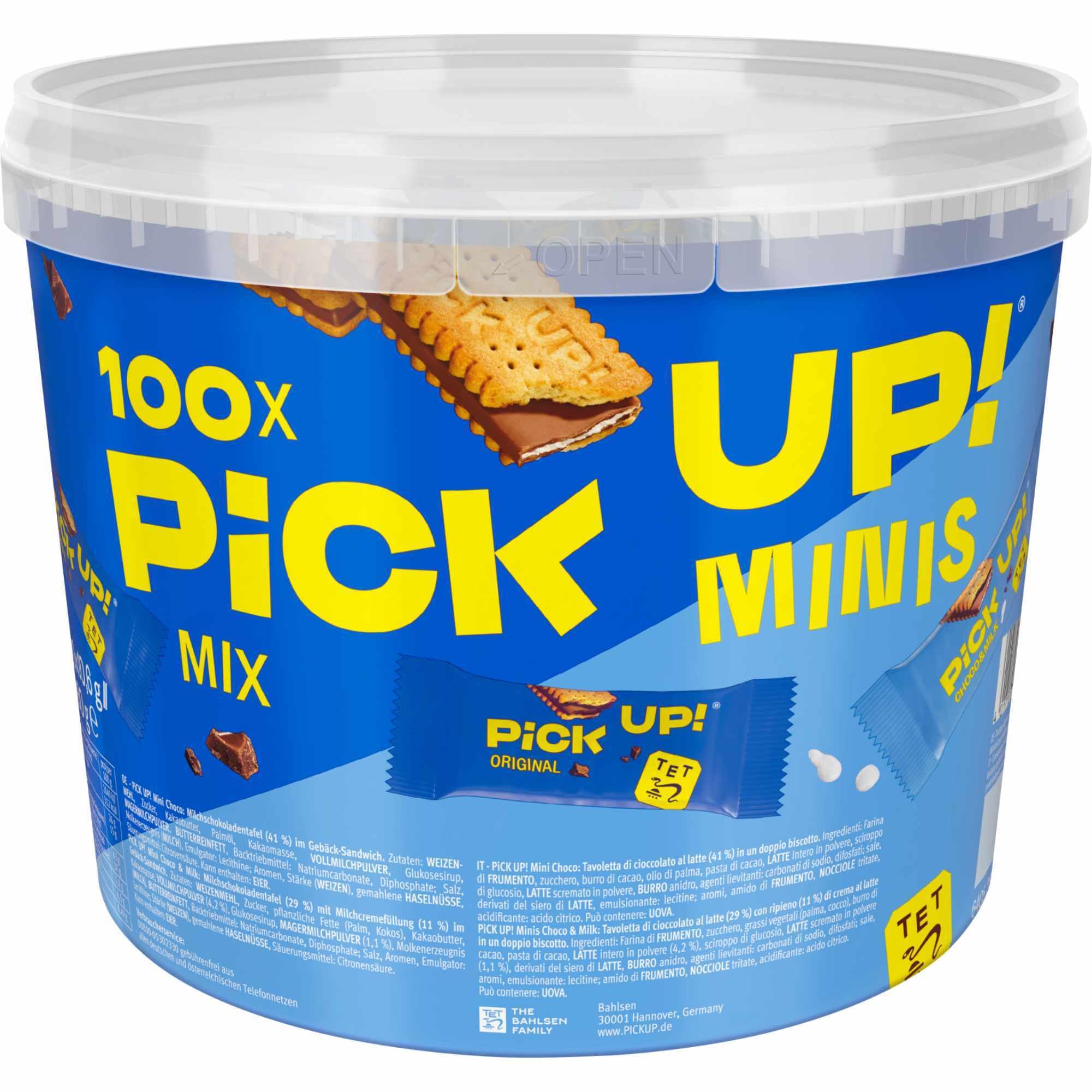 usy Bundle für Pick Up! Mix mit Mini Riegeln 3er Pack (300Stk 3x1,06kg Runddose) + usy Block