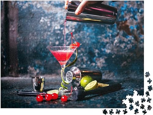 Miniatura 2 de Barman Preparing & Pouring Red Cocktail in Martini Class... Rompecabezas con 1000 piezas XXL