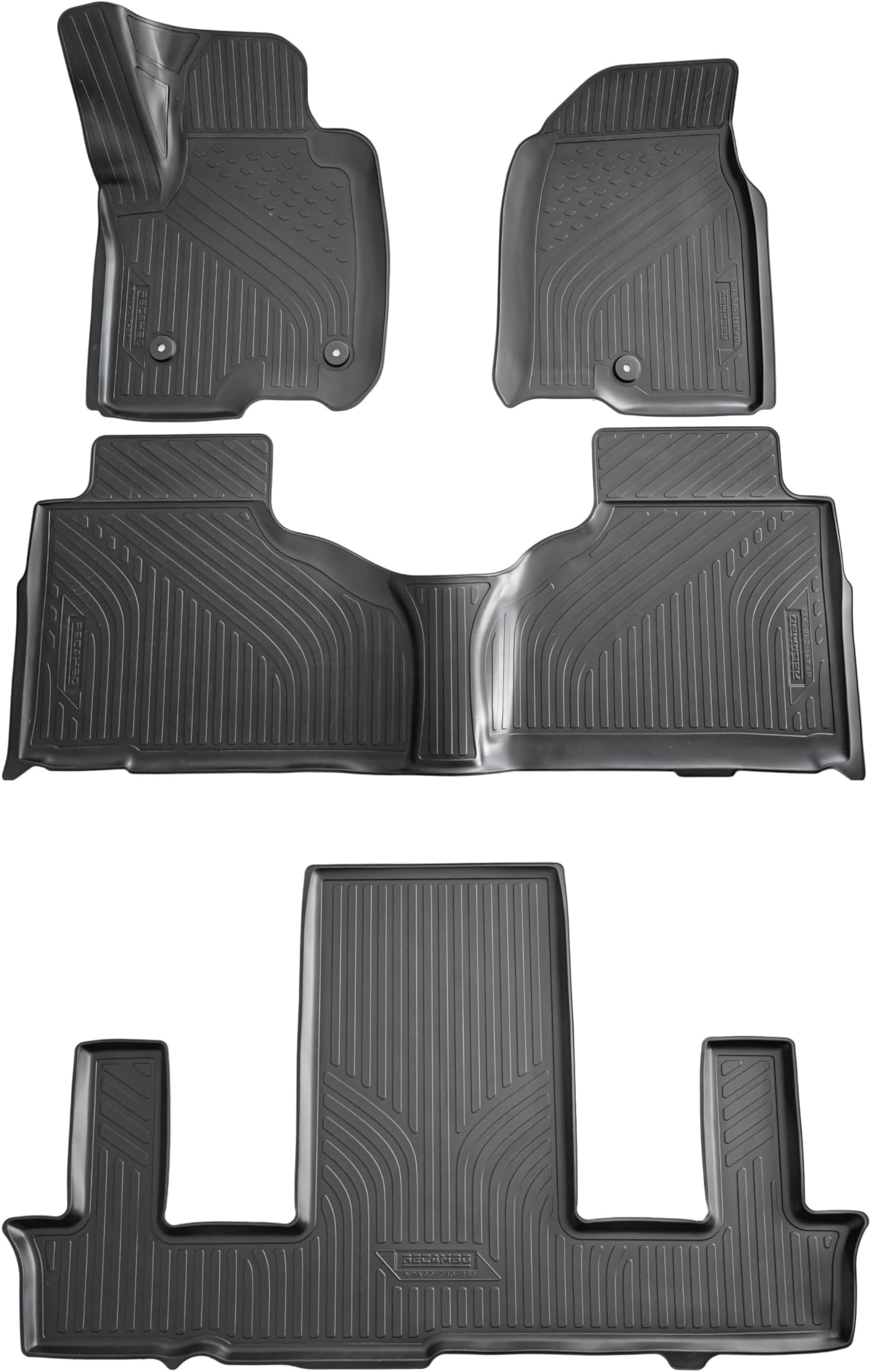 RECAMBO 3D Rubber Mat Set Suitable for GMC Yukon | GMT1UG | Year of Manufacture from 2020 - Tailor-Made Car Floor Mats with High 3D Edge | Non-Slip | Low Odour | Dimensionally Stable | Easy to Clean