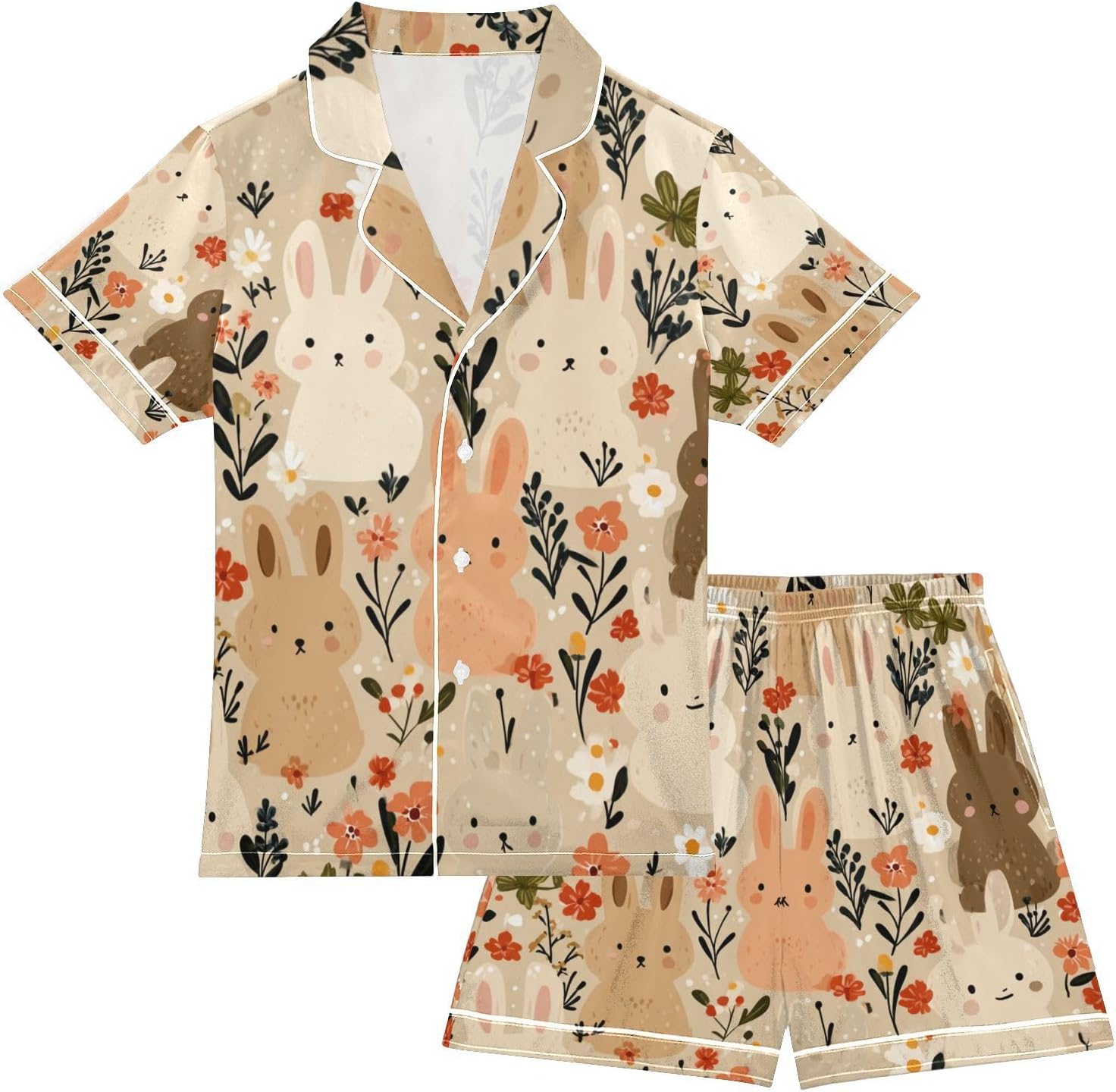 Silk Pajamas Sets Soft Satin 2 Piece Pjs Set Short Sleeve Sleepwear Nightwear