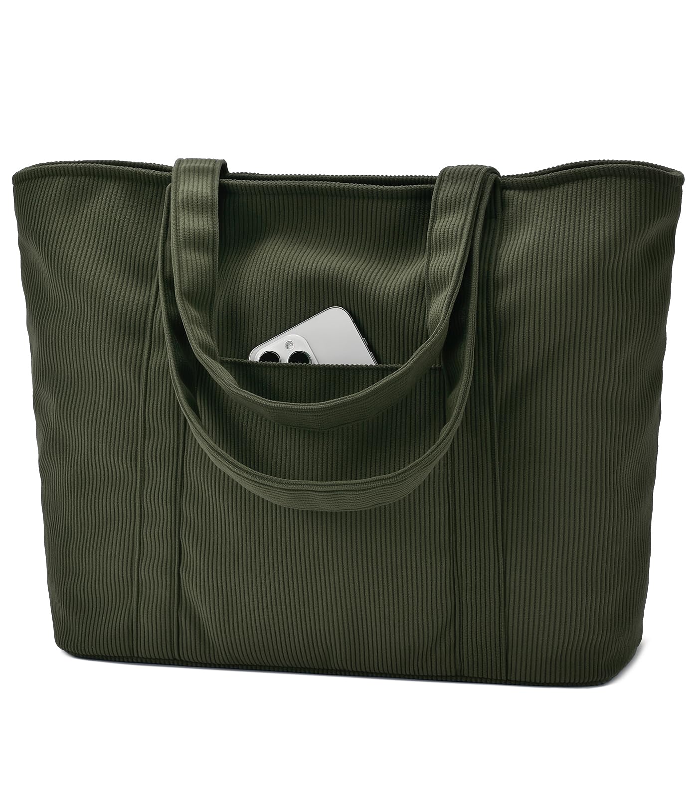 oscaurt Handtasche Damen Cord Tote Bag Laptop-Tragetasche Lässige Arbeitstasche Damen Faltbare Schultasche für Frauen Uni Tasche Geeignet für A4-Ordner und 15,6 Zoll Laptop