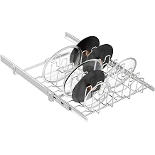 Slide Out Pot Lid Organizer Under Cabinet, Wire Dividers Kitchen Pull Out Pot Lid Storage Rack Holder, Full-Extension Rail 21" W*22" D