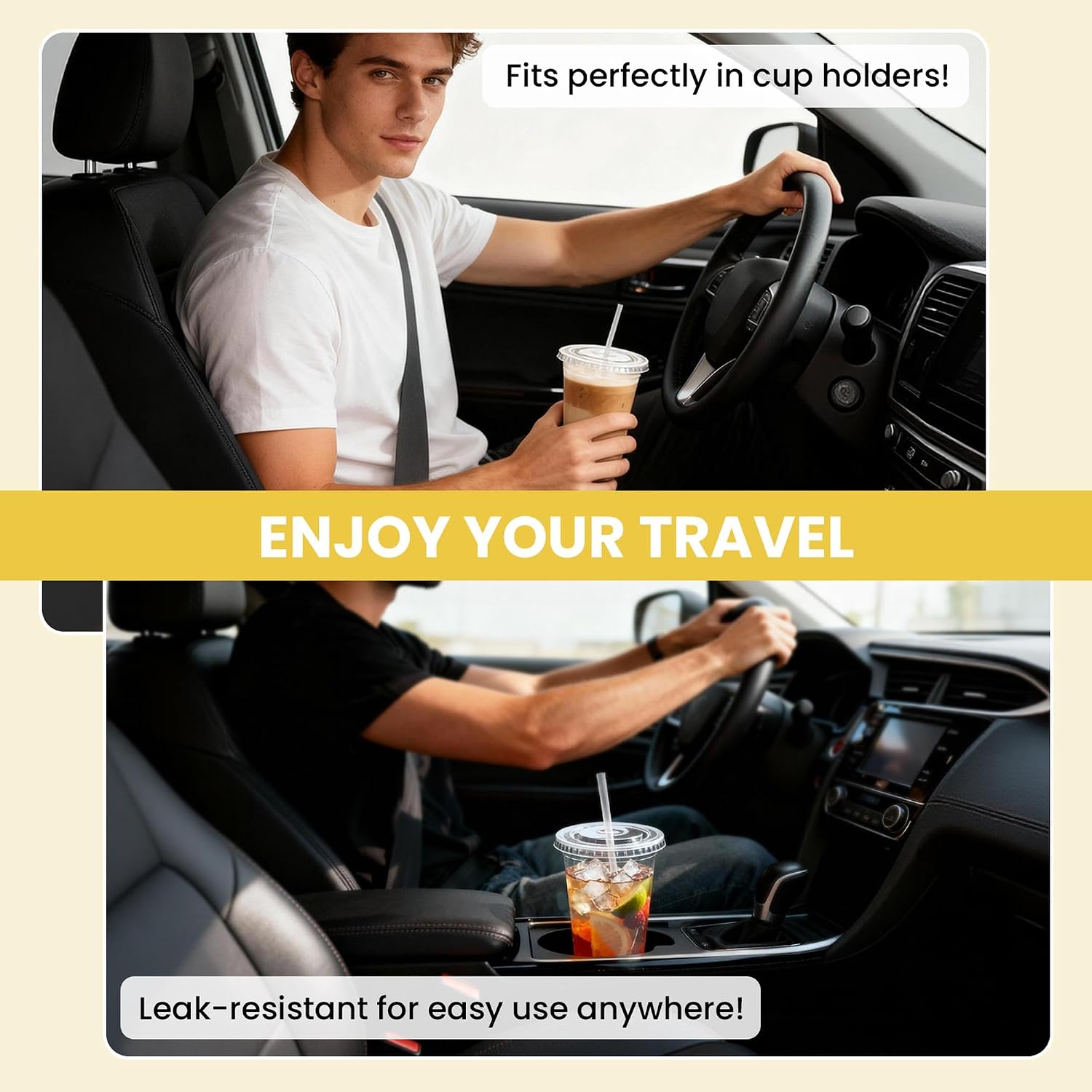 100 Pack 16 oz Plastic Cups with Lids and Straws, Clear Disposable Plastic Cups, Heavy Duty Iced Coffee Cups with Leak-Resistant Lids, Cold Drink Cups for Smoothies, Juice, Soda & Party To Go thumbnail