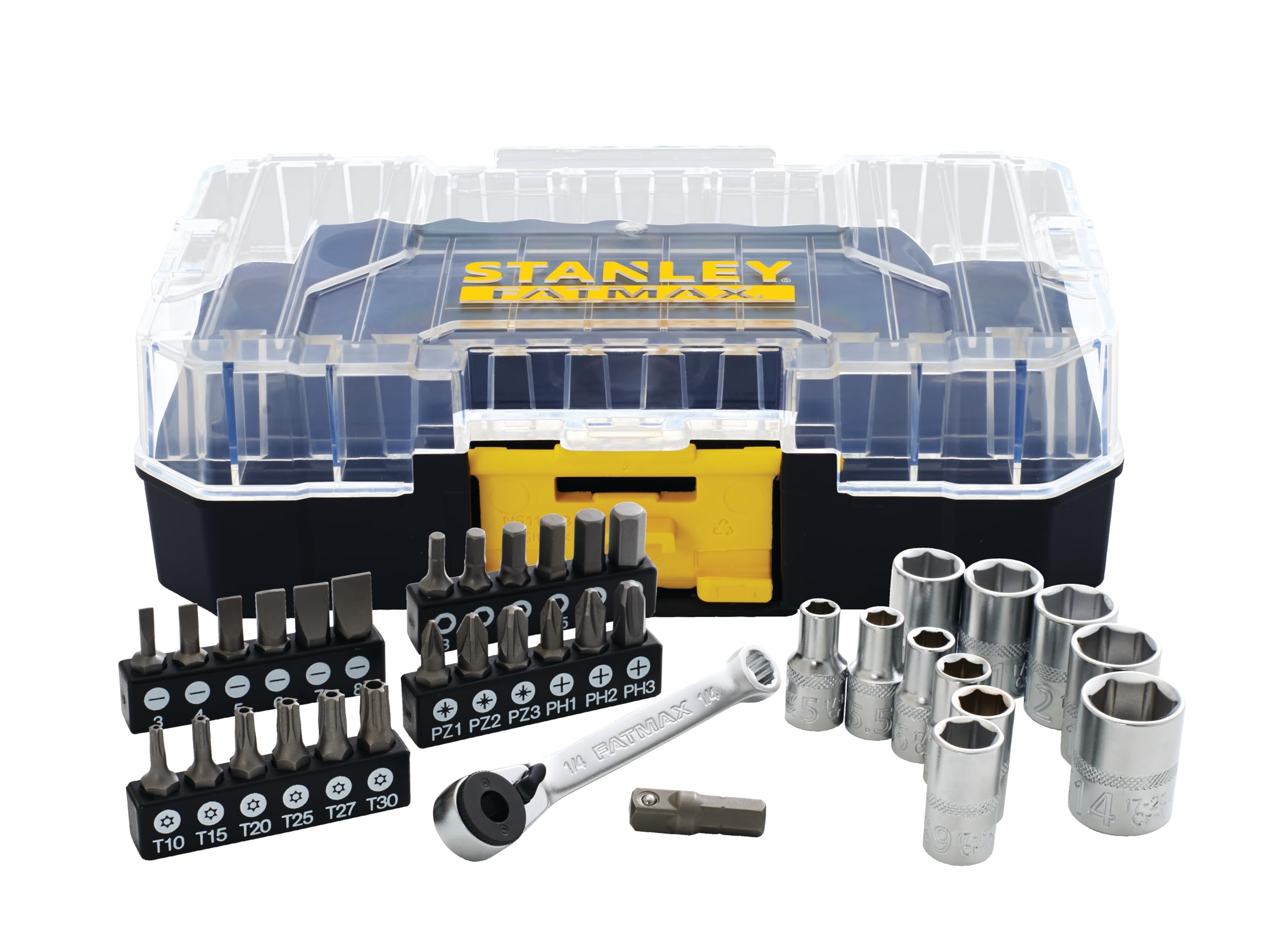 Stanley FMMT19101-0 Set De Sockets 1/4" for DIYers & Professionals, Built for Repair and Installation tasks, 37 Pieces