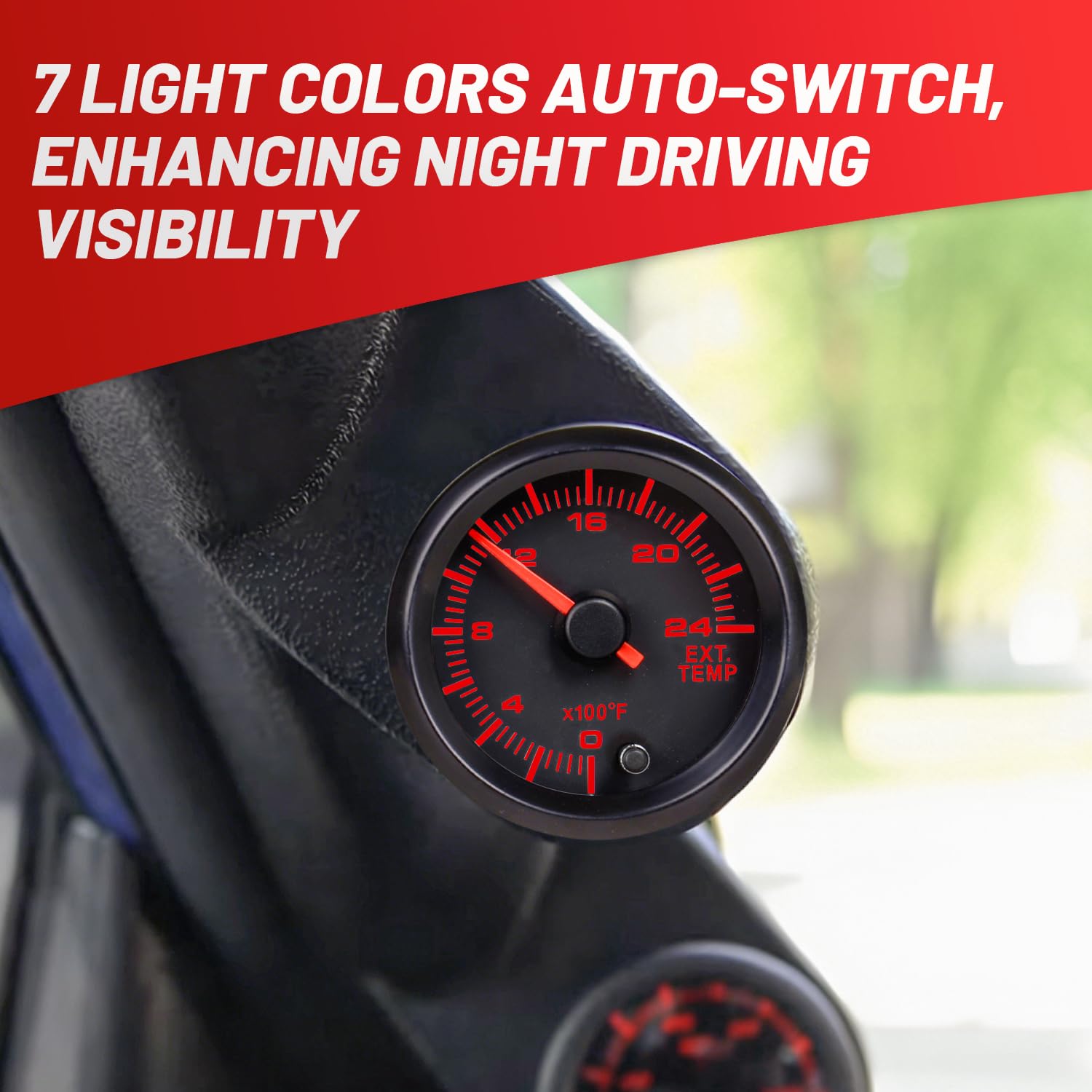 7 Color 2400F Exhaust Gas Temp Gauge Kit 2-1/16" 52mm Includes Type K EGT Probe & Wiring Display for Diesel Trucks